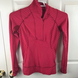 Lululemon Think Fast Striped Pullover Red Pink Size 6
